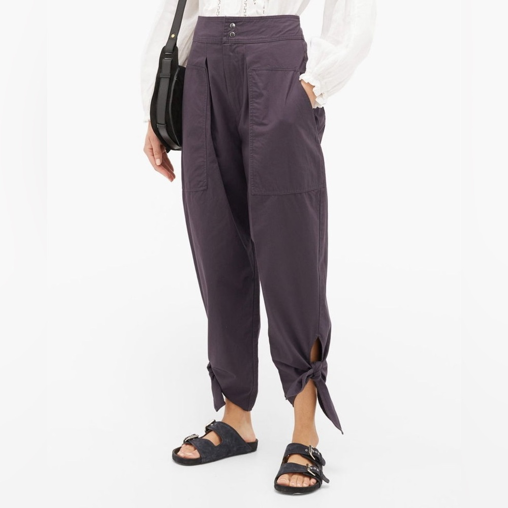 Isabel Marant Purple Wide-Leg Tie-Hem Pants